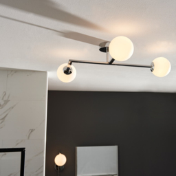 Merano Riomaggiore Matt Opal Glass Shade Semi Flush Chrome Plate 3 Light Ceiling Light - Size: 58.5 x 65 x 16.5cm - Silver - Wilko - thumbnail 6