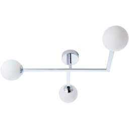 Merano Riomaggiore Matt Opal Glass Shade Semi Flush Chrome Plate 3 Light Ceiling Light - Size: 58.5 x 65 x 16.5cm - Silver - Wilko