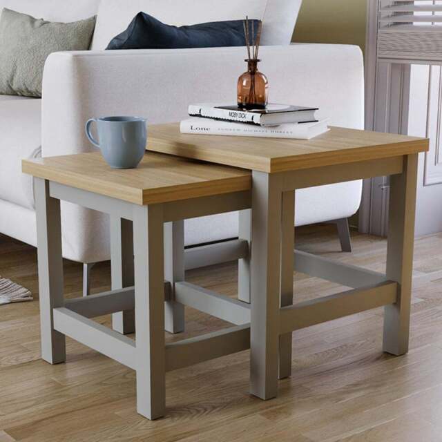 Vida Designs Arlington Grey Nest of Tables Set of 2 - Size: 40 x 50 x 41cm - Wilko - image 1
