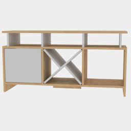Decorotika Aurburn Single Door 8 Shelf Sapphire Oak and White TV Unit - Size: 60.6 x 120 x 29.6cm - Multi - Wilko - thumbnail 3