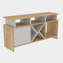 Decorotika Aurburn Single Door 8 Shelf Sapphire Oak and White TV Unit - Size: 60.6 x 120 x 29.6cm - Multi - Wilko - thumbnail 7