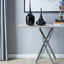 Furniturebox Tavalo White Marble Effect Console Table with Silver Legs - Size: 40 x 120 x 78cm - Wilko - thumbnail 5