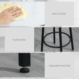 HOMCOM 2 Seater White Marble Effect Bar Table and Stool Set with Footrest - Wilko - thumbnail 7