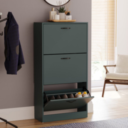 Vida Designs 3 Drawer Green Shoe Cabinet - Size: 115 x 60 x 24cm - Wilko - thumbnail 5