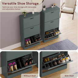 Vida Designs 3 Drawer Green Shoe Cabinet - Size: 115 x 60 x 24cm - Wilko - thumbnail 7