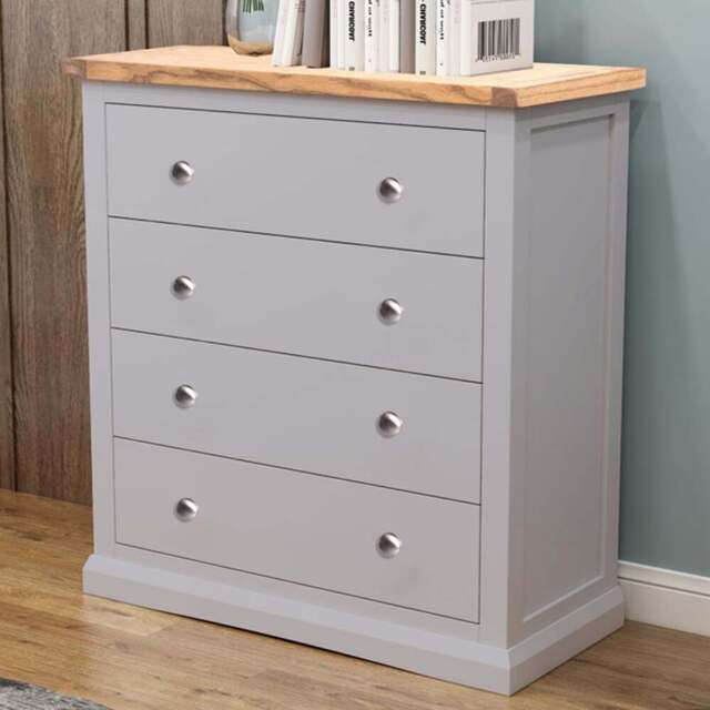 Rocca 4 Drawer Grey Chest of Drawers with Chrome Knob - Wilko - image 1