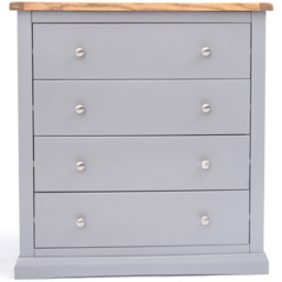 Rocca 4 Drawer Grey Chest of Drawers with Chrome Knob - Wilko - thumbnail 3