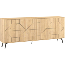 Decortie Dune 3 Door Oak Sideboard - Size: 77.4 x 183.8 x 35cm - Cream - Wilko - thumbnail 3