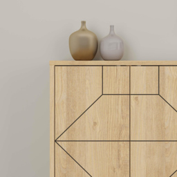 Decortie Dune 3 Door Oak Sideboard - Size: 77.4 x 183.8 x 35cm - Cream - Wilko - thumbnail 4