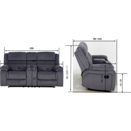 Haddon 2 Seater Dark Grey Manual Recliner Sofa - Wilko - thumbnail 4