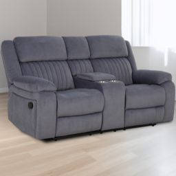 Haddon 2 Seater Dark Grey Manual Recliner Sofa - Wilko - thumbnail 1