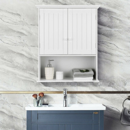 Costway 2 Door Single Shelf White Wall Mounted Bathroom Cabinet - Size: 76 x 44 x 13cm - Wilko - thumbnail 5