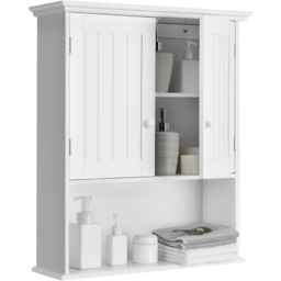 Costway 2 Door Single Shelf White Wall Mounted Bathroom Cabinet - Size: 76 x 44 x 13cm - Wilko - thumbnail 4