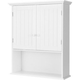 Costway 2 Door Single Shelf White Wall Mounted Bathroom Cabinet - Size: 76 x 44 x 13cm - Wilko - thumbnail 3