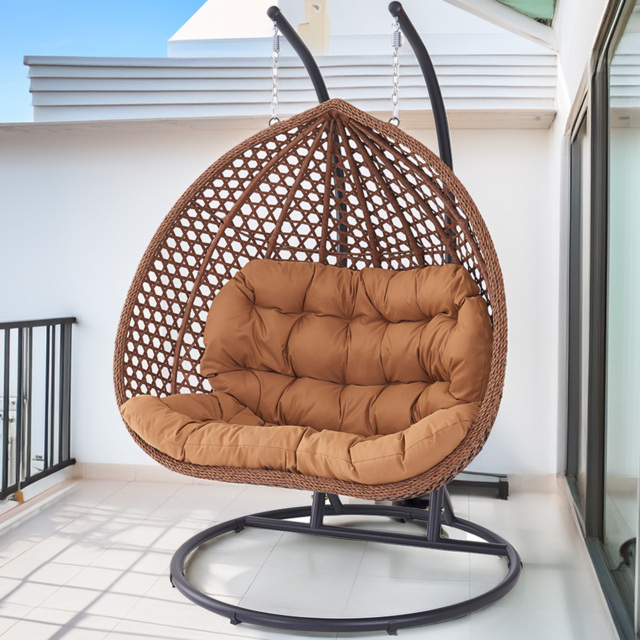 Henley 2 Seater Rattan Brown Swing Egg Pod Chair - Wilko - image 1