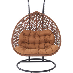 Henley 2 Seater Rattan Brown Swing Egg Pod Chair - Wilko - thumbnail 4