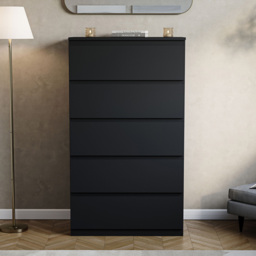 Vida Designs Denver 5 Drawer Black Chest of Drawers - Wilko - thumbnail 4