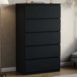Vida Designs Denver 5 Drawer Black Chest of Drawers - Wilko - thumbnail 1