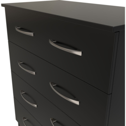 Crowndale Avon 4 Drawer Matt Black Chest of Drawers Ready Assembled - Black Matt - Wilko - thumbnail 6