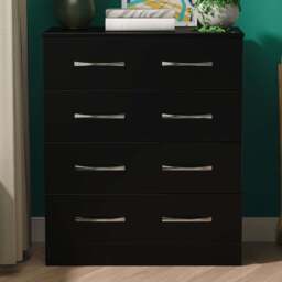 Crowndale Avon 4 Drawer Matt Black Chest of Drawers Ready Assembled - Black Matt - Wilko - thumbnail 1