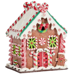 Samuel Alexander LED Gingerbread Candy Chalet Christmas Decoration 23cm - Size: 23 x 19 x 29cm - Brown - Wilko