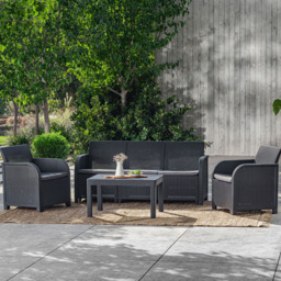 Keter Rosalie 3 Seater Rattan Garden Lounge Set - Grey - Wilko - thumbnail 1