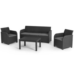 Keter Rosalie 3 Seater Rattan Garden Lounge Set - Grey - Wilko - thumbnail 3