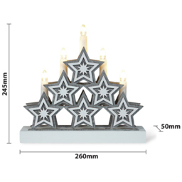 Xmas Haus White LED Light-Up Wooden Christmas Candle Arch with Stars - Size: 5 x 26 x 25cm - Multi - Wilko - thumbnail 5