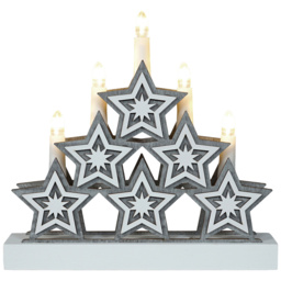 Xmas Haus White LED Light-Up Wooden Christmas Candle Arch with Stars - Size: 5 x 26 x 25cm - Multi - Wilko - thumbnail 3