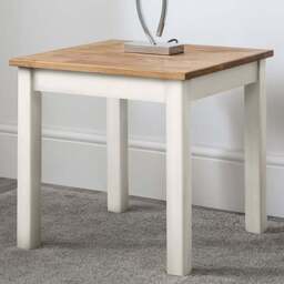 Julian Bowen Coxmoor Ivory and Oak Lamp Table - Size: 50 x 50 x 48cm - Multi - Wilko - thumbnail 1