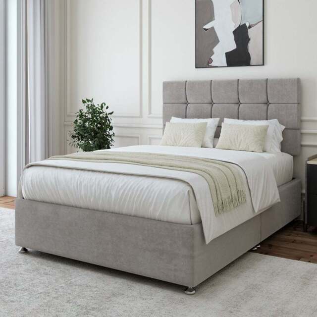 Bedmaster Single Seal Grey Naples Linen Divan Base with Pearl Headboard - Wilko - image 1