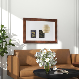 Costway Brown Rubberwood Rustic Style Wall Mirror 106 x 71cm - Size: 120 x 80 x 8cm - Wilko - thumbnail 6
