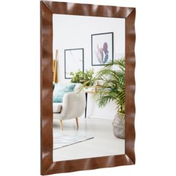 Costway Brown Rubberwood Rustic Style Wall Mirror 106 x 71cm - Size: 120 x 80 x 8cm - Wilko - thumbnail 4