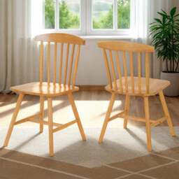 Seconique Emery Set of 2 Natural Oak Effect Dining Chair - Wilko - thumbnail 1
