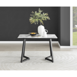 Furniturebox Copeland Valera Marble Effect 4 Seater Dining Set White Navy Blue and Black - Wilko - thumbnail 3