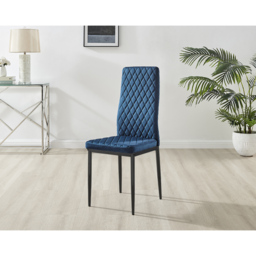 Furniturebox Copeland Valera Marble Effect 4 Seater Dining Set White Navy Blue and Black - Wilko - thumbnail 6