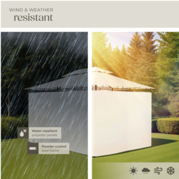 tectake Emine 4 x 3m Cream Double Roof Water-Repellent Gazebo with 6 Side Panel - Size: 3 x 4m - Wilko - thumbnail 6