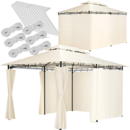 tectake Emine 4 x 3m Cream Double Roof Water-Repellent Gazebo with 6 Side Panel - Size: 3 x 4m - Wilko - thumbnail 3