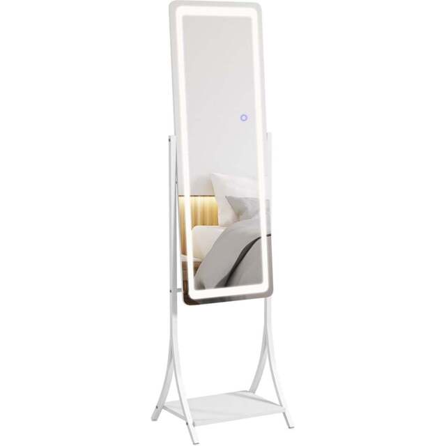 Portland Floor Standing Full Length LED Mirror - Size: 155 x 42cm - White - Wilko - image 1