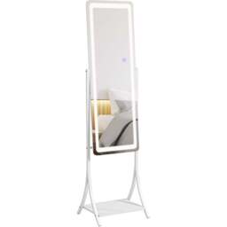 Portland Floor Standing Full Length LED Mirror - Size: 155 x 42cm - White - Wilko