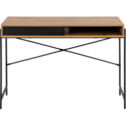 Florence Angus Single Door Oak and Black Office Desk - Furniture To Go - Wilko - thumbnail 3