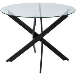 Living and Home 2 Seater 80cm Round Tempered Glass Dining Table Black - Clear - Wilko - thumbnail 3