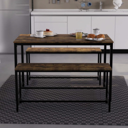 Vida Designs Brooklyn 4 Seater Metal Frame Dining Bench Set Dark Wood - Brown - Wilko - thumbnail 7