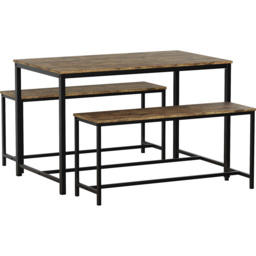 Vida Designs Brooklyn 4 Seater Metal Frame Dining Bench Set Dark Wood - Brown - Wilko - thumbnail 3