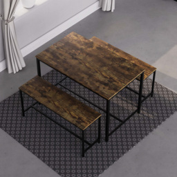 Vida Designs Brooklyn 4 Seater Metal Frame Dining Bench Set Dark Wood - Brown - Wilko - thumbnail 6