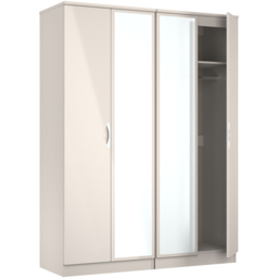 Crowndale Camden 4 Door Kashmir Gloss Mirror Wardrobe Ready Assembled - Kashmir Gloss & Kashmir - Wilko - thumbnail 5