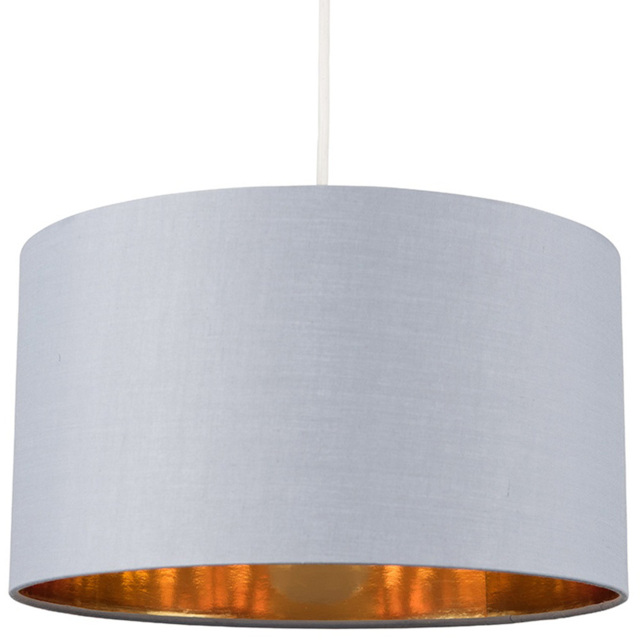 ValueLights Reni Warm Grey and Metallic Gold Large Ceiling Drum Lamp Shade - Size: 34.5 x 20 x 34.5cm - Wilko - image 1