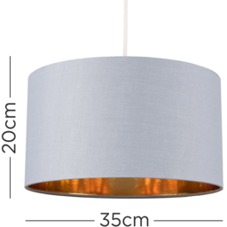 ValueLights Reni Warm Grey and Metallic Gold Large Ceiling Drum Lamp Shade - Size: 34.5 x 20 x 34.5cm - Wilko - thumbnail 6