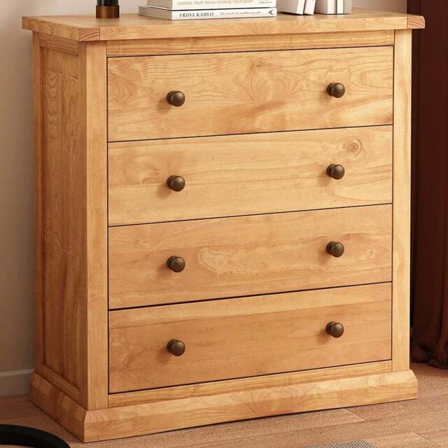 Lucca 4 Drawer Antique Wax Finish Chest of Drawers with Brass Knobs - Wood - Wilko - image 1