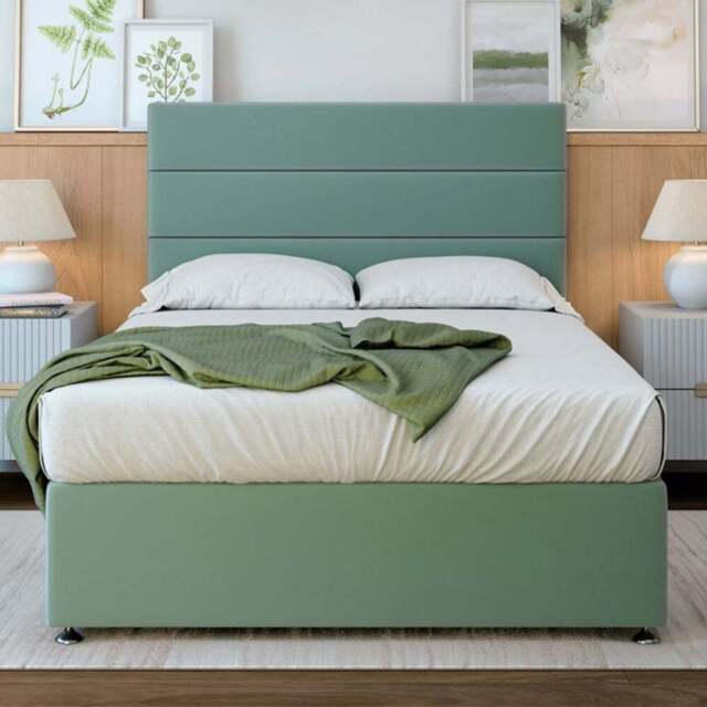 Bedmaster Small Double Duck Egg Plush Velvet 2 Drawer Divan Base - Blue - Wilko - image 1